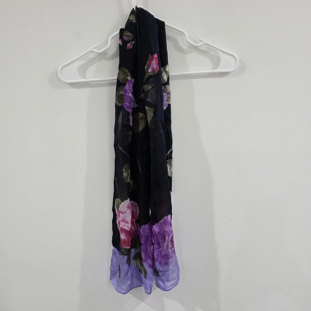 Floral Silk Scarf Rectangle Paisley Parisian Luxury‎